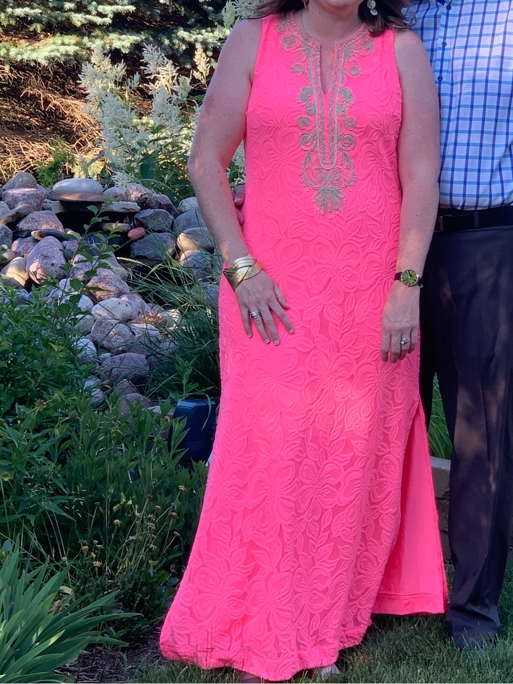 Size 16 Lilly Pulitzer Bright Pink Maxi Dress with Gold Embroidery - Picture 15 of 15